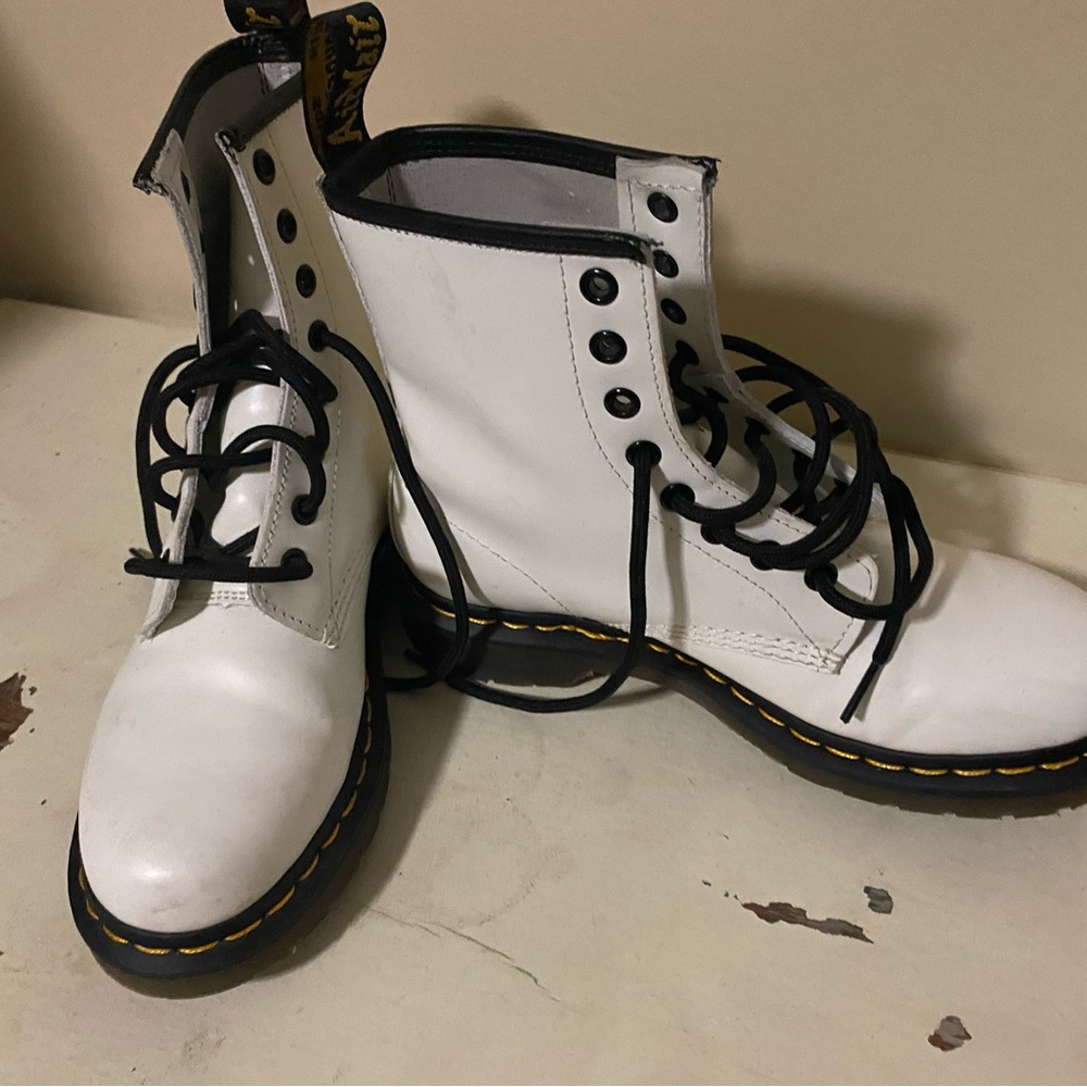 Dr. Martens White Lace Up Boots